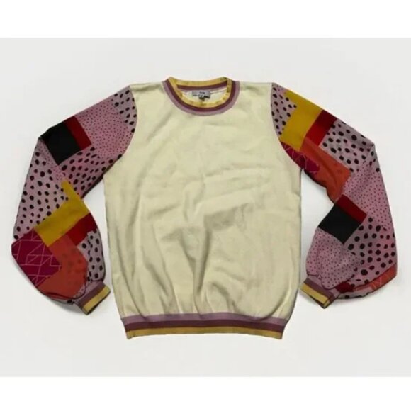 Fate Sweaters - Fate Mock Neck Sweater Pullover Sz M - Ivory /‎ Multicolor